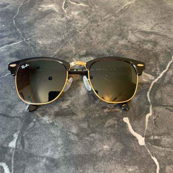 Ray-Ban 3016 Clubmaster Black Gold Tortoise Classics Sunglasses Black Gold - Picture 7 of 16